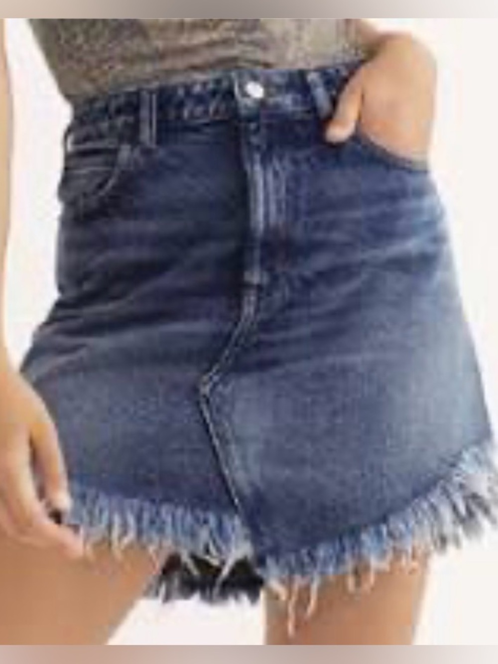 Free People Bailey Frayed Denim Mini Skirt 31